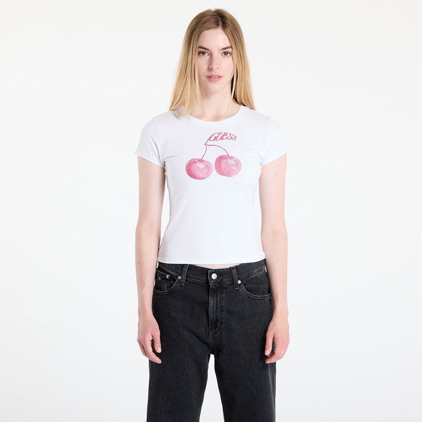 Majica kratkih rukava GUESS GUESS Wavy Cherry Logo Tee Bijela | W5YI30K49A1-G011