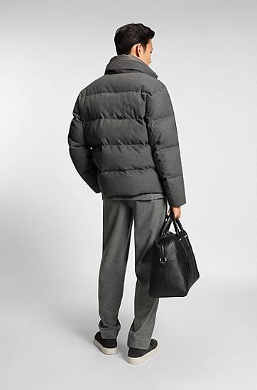 Pernata jakna BOSS Flannel jacket with down filling Siva | 50540465, 1