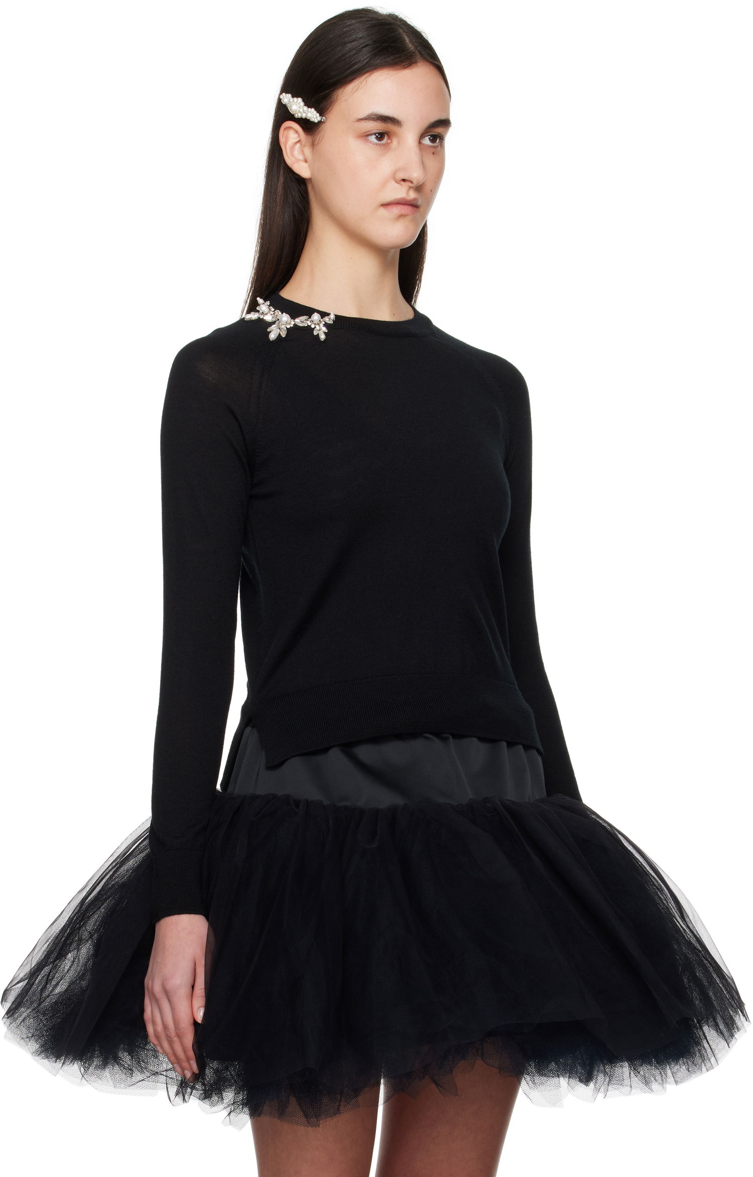 Džemper Simone Rocha Simone Rocha Classic Wool Pullover Crna | KMK22B 0647, 1