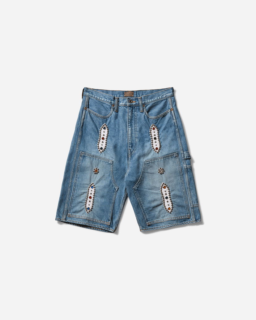 Kratke hlače KAPITAL 14oz Denim Studded Remake Shorts Plava | EK-1626SP PRO