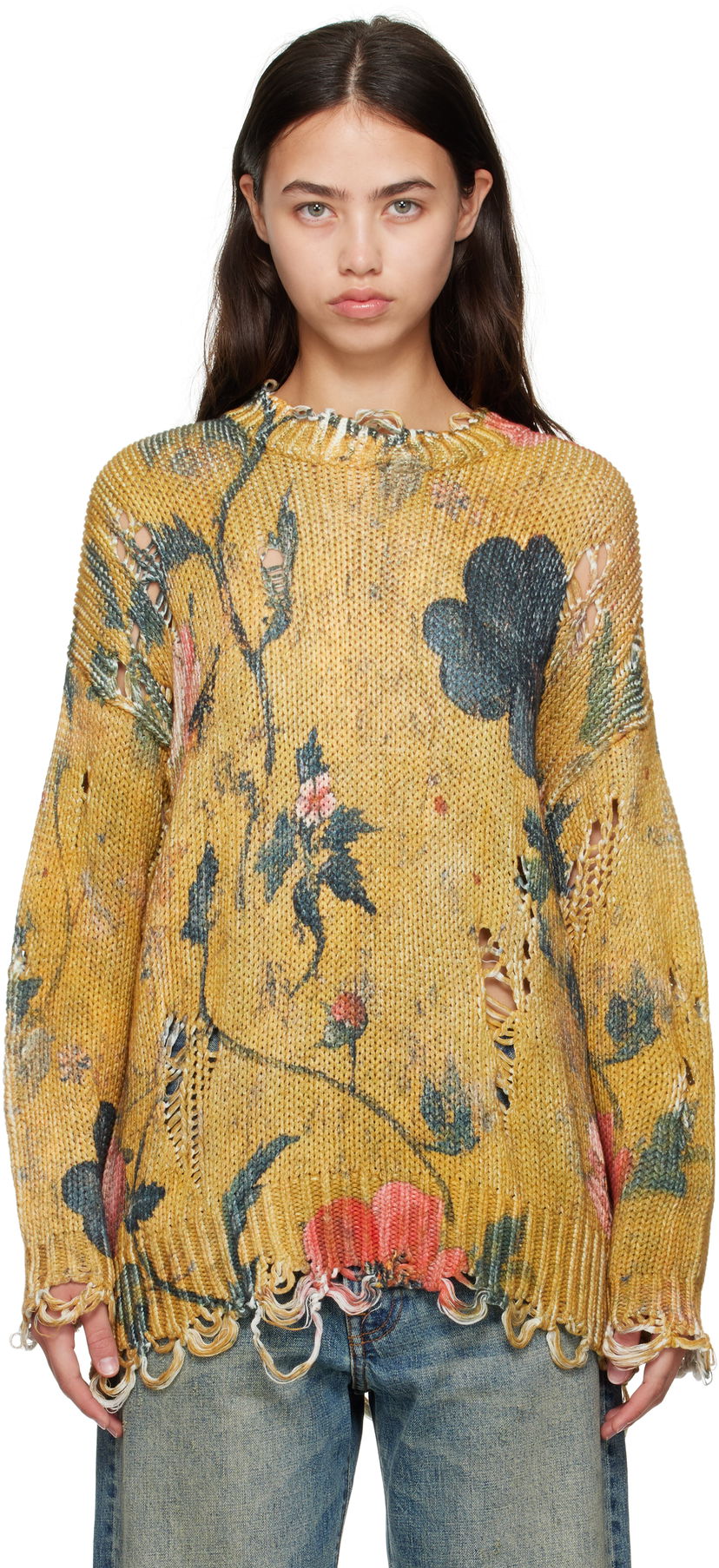 Džemper R13 R13 Printed Oversized Sweater Žuta | R13WY197-Y222A