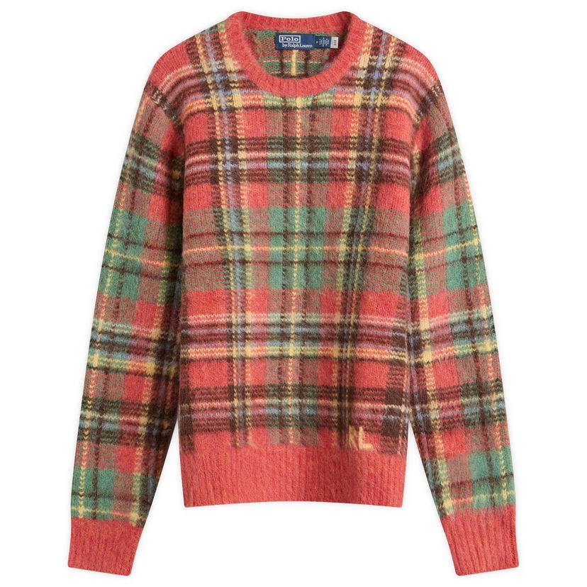 Džemper Polo by Ralph Lauren Ralph Lauren Mohair Check Knit Jumper, Size Large Crvena | 710978083001-Red