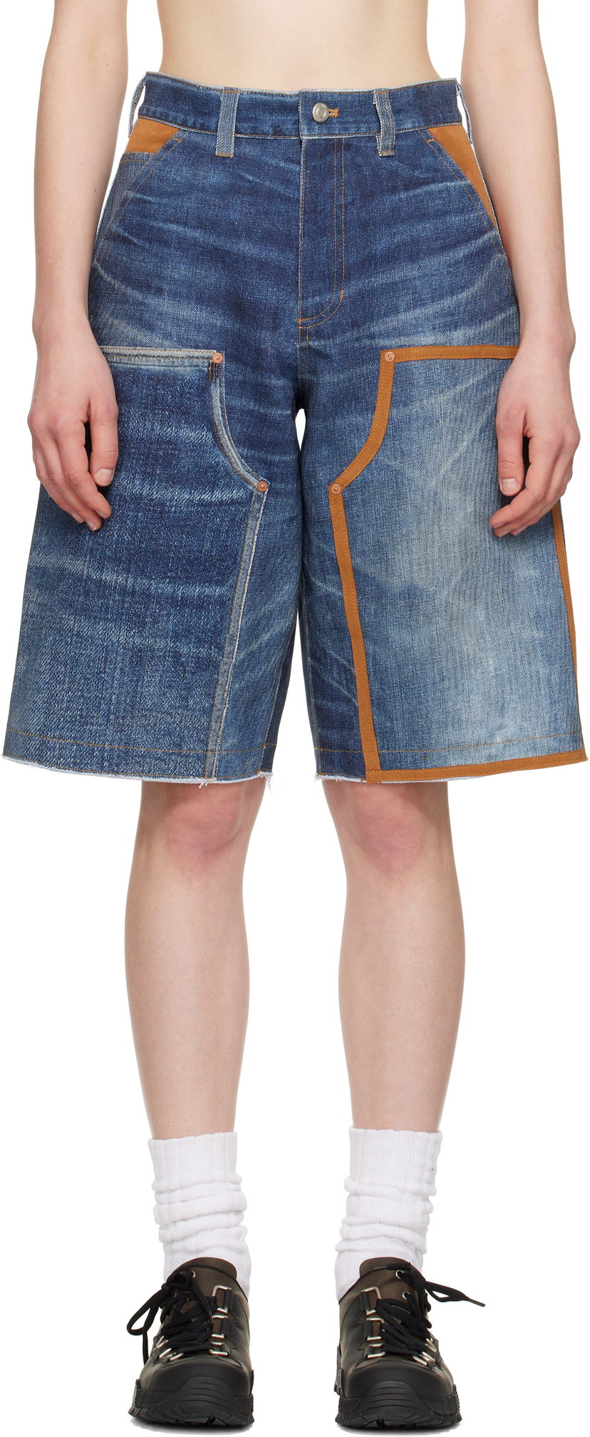 Kratke hlače Andersson Bell Andersson Bell Trompe L'oeil Double-Knee Denim Shorts Plava | apa786u