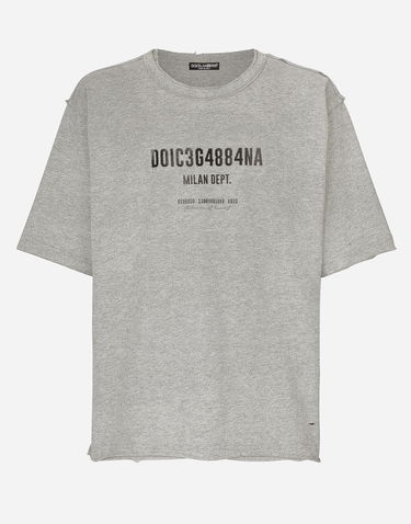 Majica kratkih rukava Dolce & Gabbana Cotton Interlock T-shirt With Logo Print Siva | G8RF4TG7K0CS8290, 0