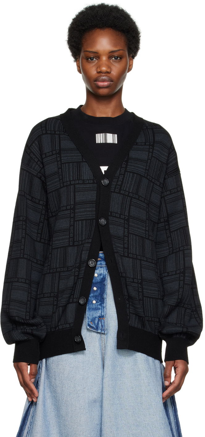 Džemper VETEMENTS Barcode Pattern Cardigan Crna | VL14KN600B, 0