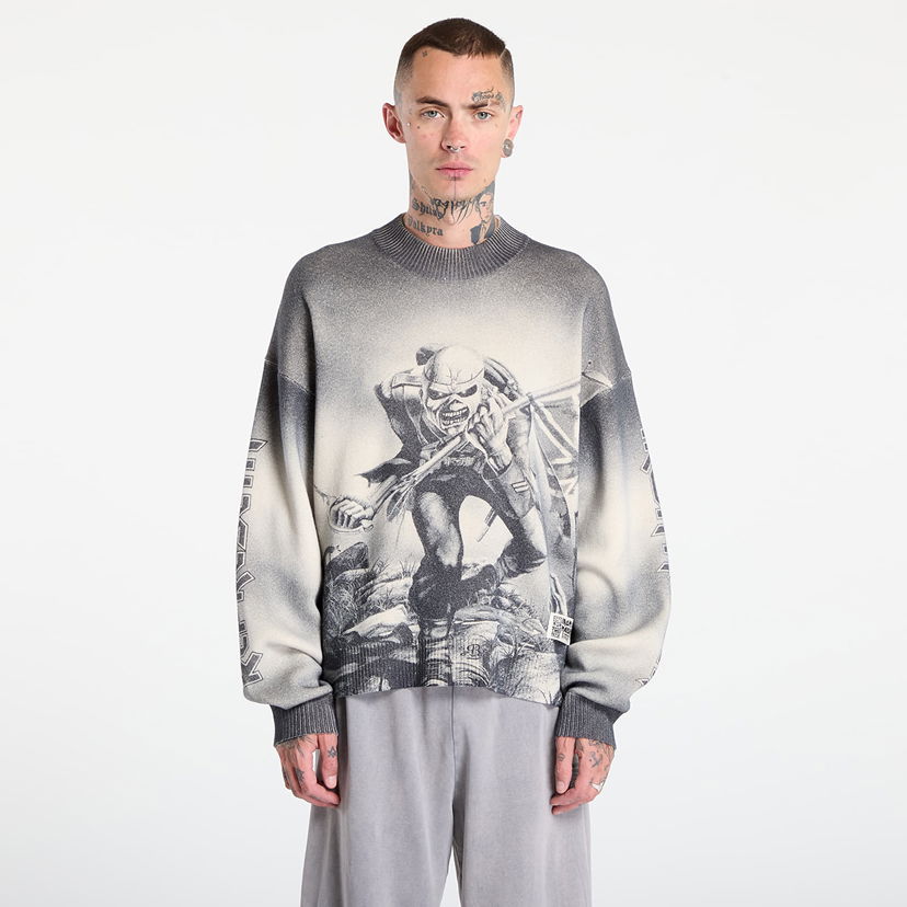 Džemper Represent Clo REPRESENT x Iron Maiden Trooper Knit Sweater Siva | MLM100574-46