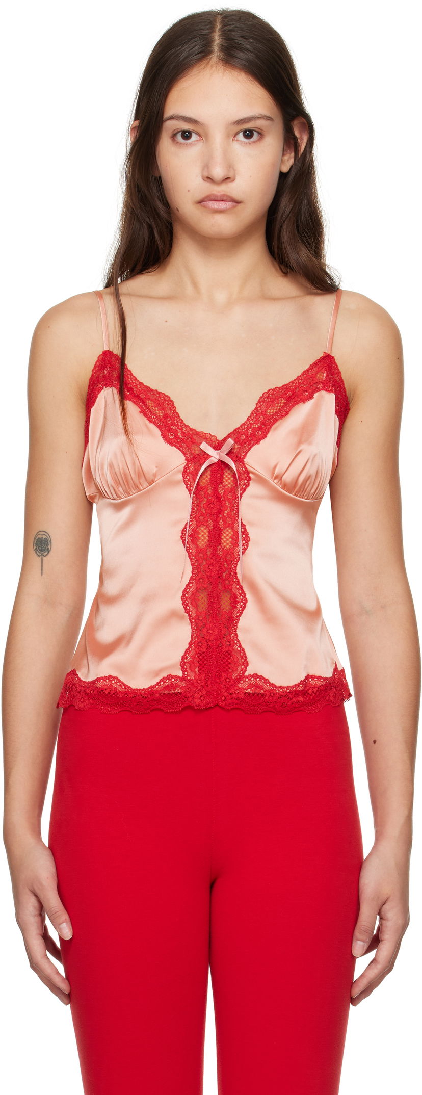 Majica bez rukava GUIZIO Guizio Blair Lace-Trim Satin Camisole Ružičasta | H24113W022