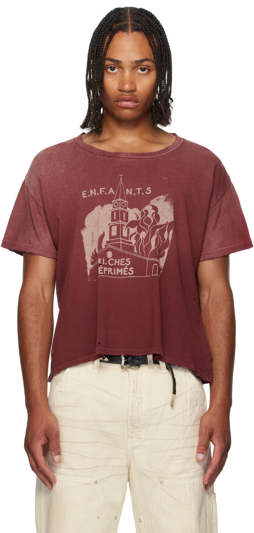 Majica kratkih rukava Enfants Riches Déprimés Enfants Riches Déprimés Burning Church Graphic T-Shirt Tamnocrvena | 010-820