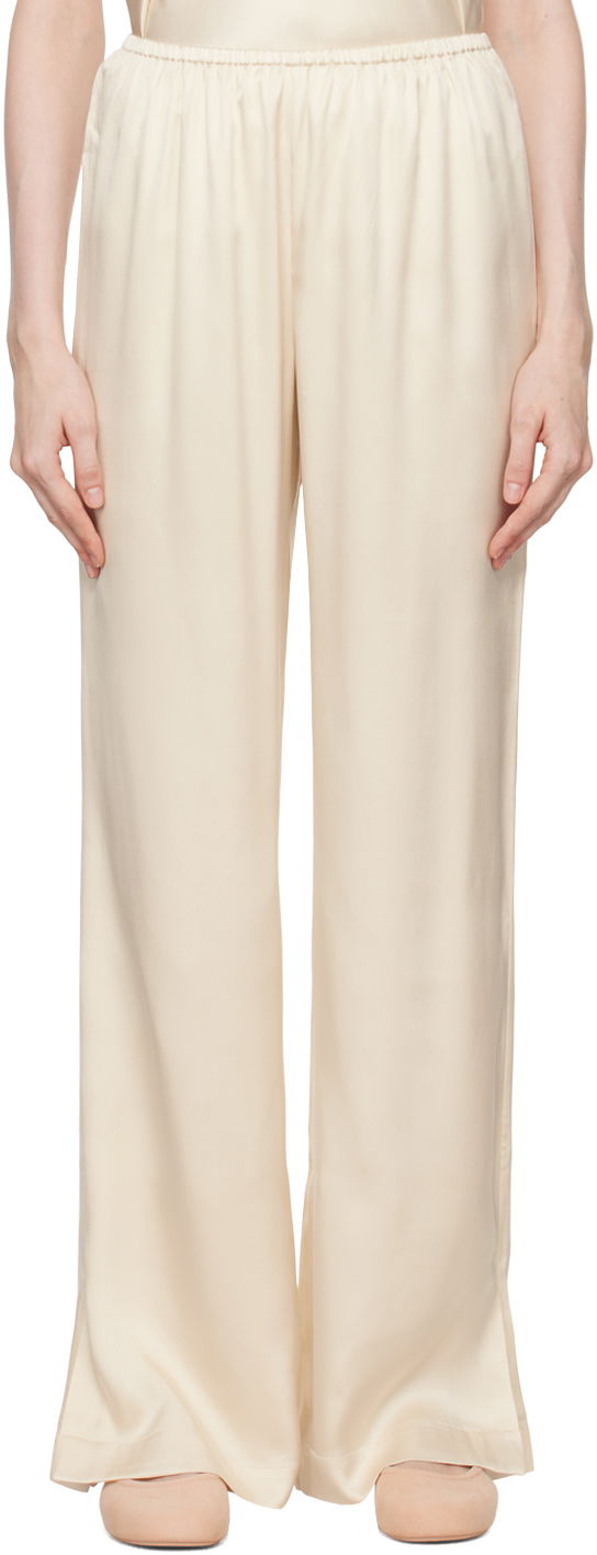Hlače Anine Bing Silk Wide Leg Trousers Bež | A-03-3353-SDA26