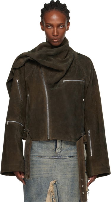 Jakna Rick Owens Concordians Cropped Scarf Flight Suede Jacket Smeđa | RO02E4793 LCSI, 0