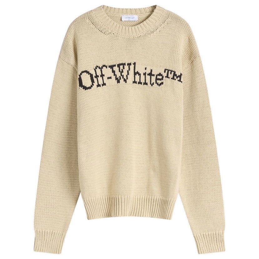Džemper Off-White Off-White Big Bookish Chunky Knit Sweater Bež | OMHE167S25KNI0016110