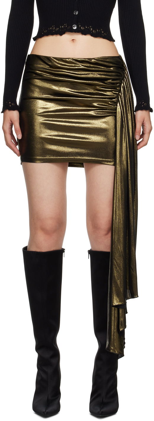 Suknja Blumarine Gathered Metallic Mini Skirt Metalik | A344G013A