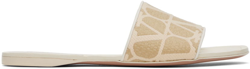 Tenisice i cipele Valentino Valentino Garavani Iconographe Toile Slides Bež | 4W2S0GS4QSJ