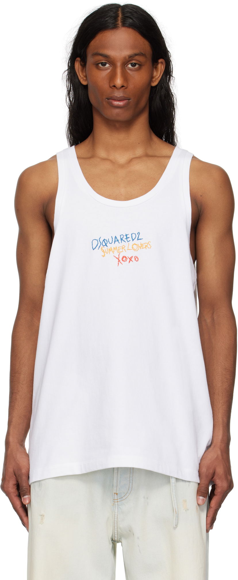 Majica bez rukava DSQUARED2 Dsquared2 'Summer Lovers' Sport Fit Tank Top Bijela | S78NL0034-S24583-100