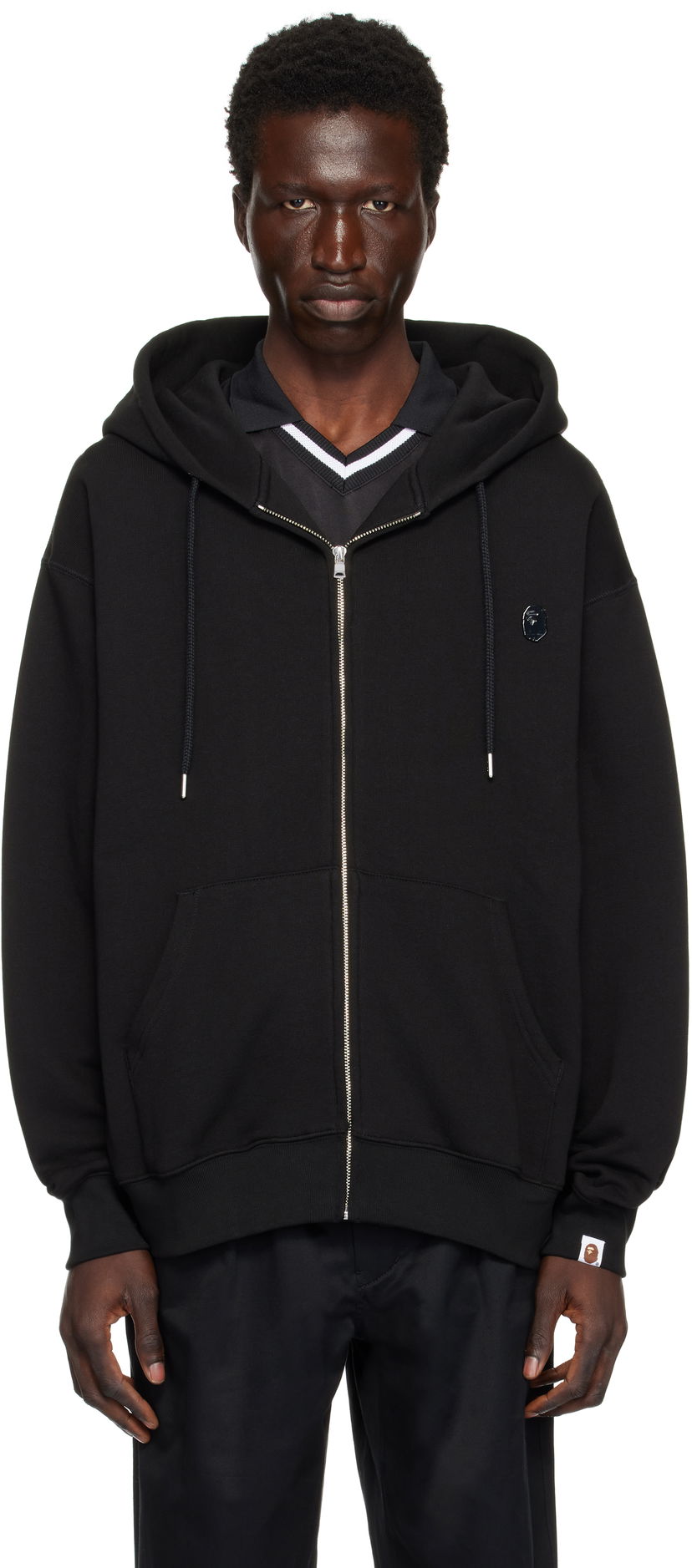 Dukserice BAPE Metal One Point Zip-Up Hoodie Crna | 0ZXSWM115313NBKX