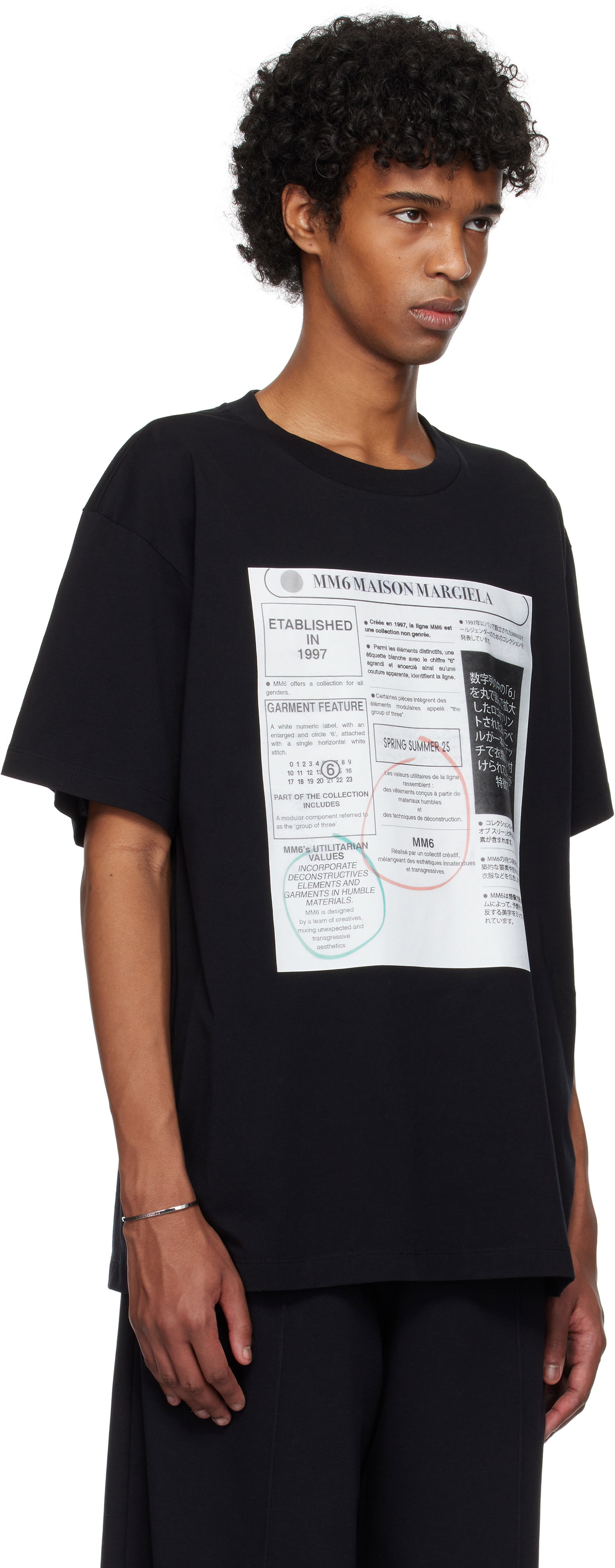 Majica kratkih rukava Maison Margiela MM6 Newspaper Print T-Shirt Crna | SH0GC0043 S24312, 1