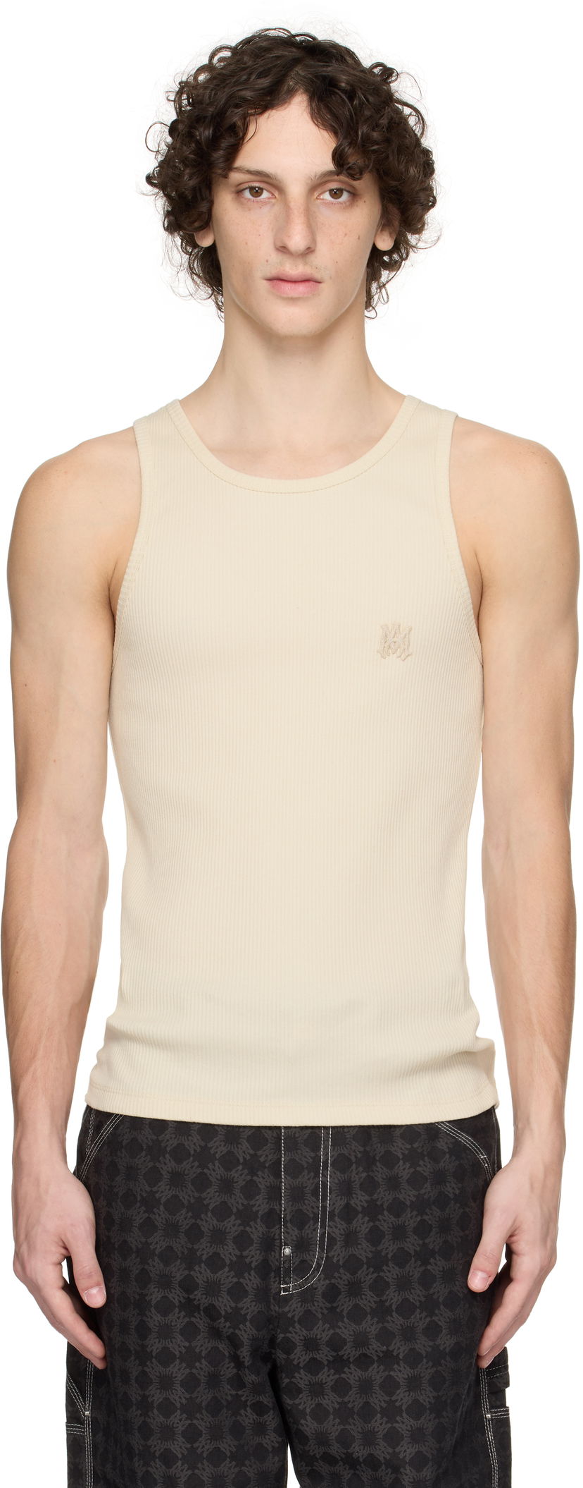 Majica bez rukava AMIRI AMIRI MA Tonal Ribbed Tank Top Bež | AMJYTT1006