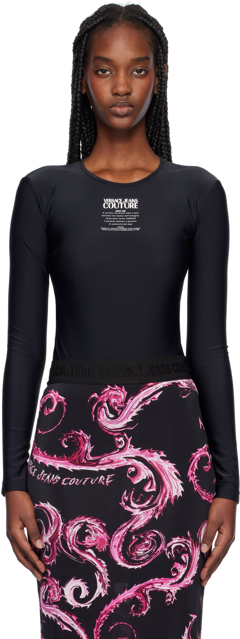 Body Versace Logo Bodysuit Crna | E77HAM221_EJ0148