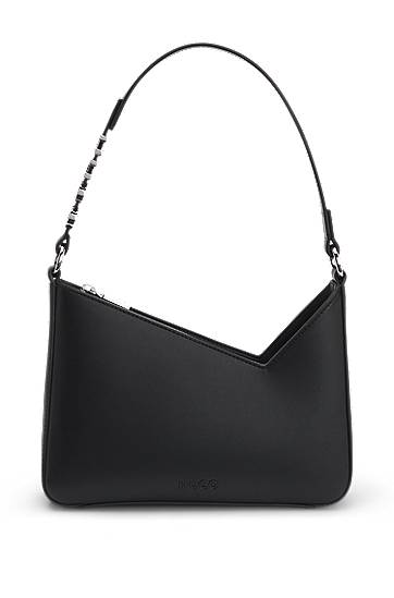Torba za rame BOSS Faux-leather Shoulder Bag with Logo Strap Crna | 50536988