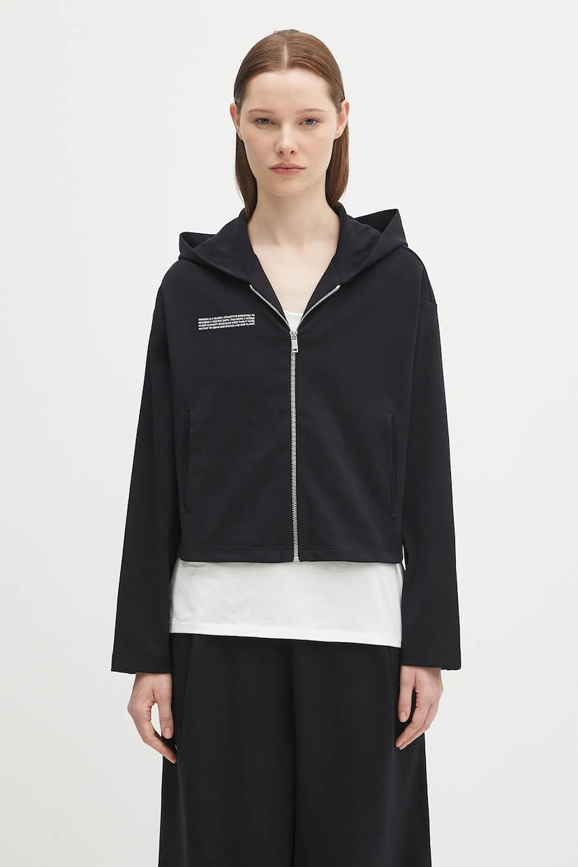 Dukserice PANGAIA Pangaia DNA Double Jersey Zip Up Cropped Hoodie Crna | 10002361