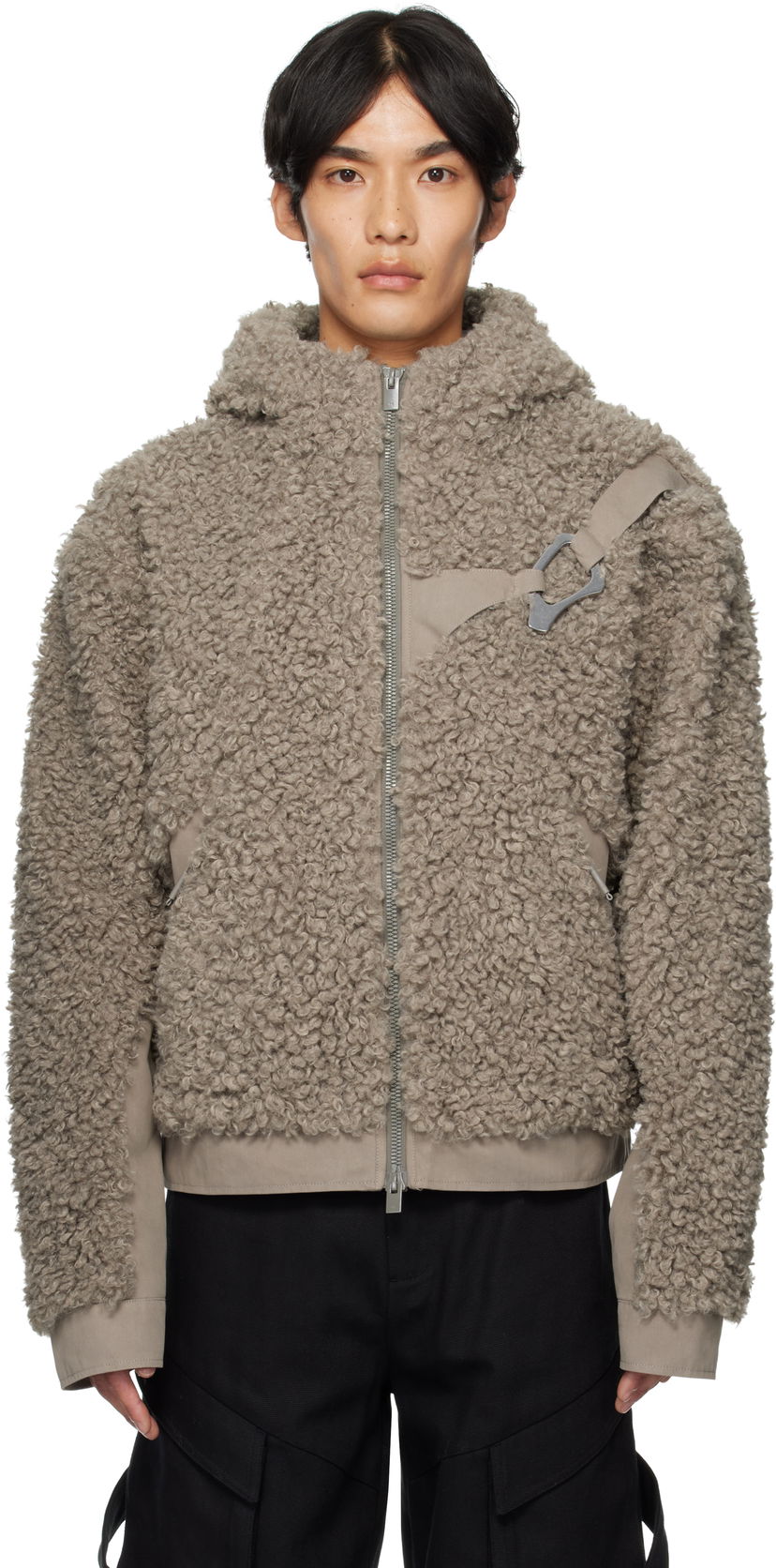 Jakna HELIOT EMIL Heliot Emil Chiaroscuro Fleece Hooded Jacket Siva | PREAW25_M_02_155_DST19
