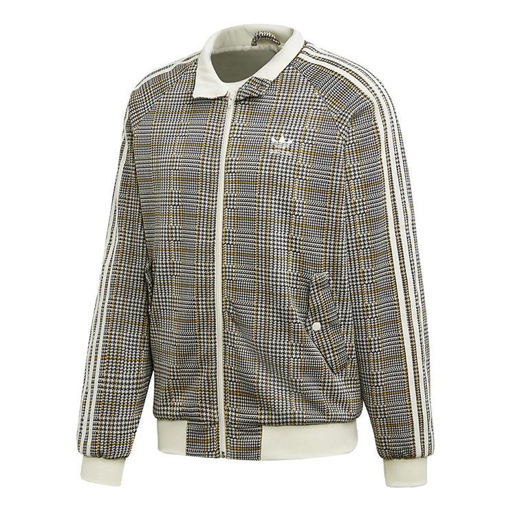 Bomber jakna adidas Originals Originals Casual Houndstooth Jacket Smeđa | ED6131