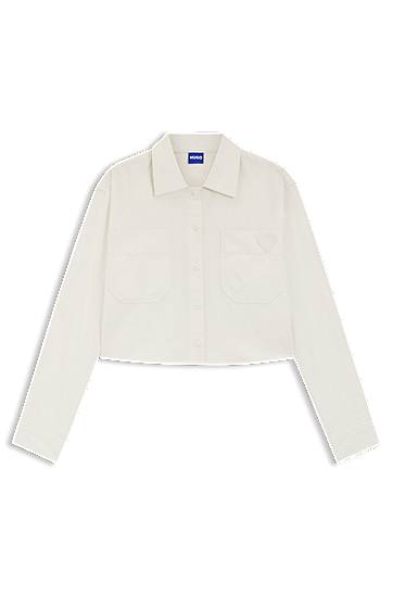 Košulja BOSS Relaxed-fit blouse in cotton with Happy logo Bež | 50542967, 0