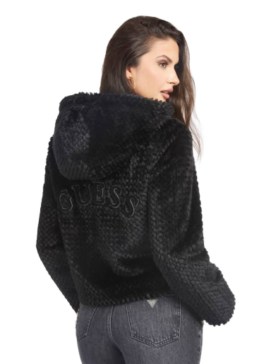 Jakna GUESS Faux Fur Hooded Crna | W3BL50WFSD0