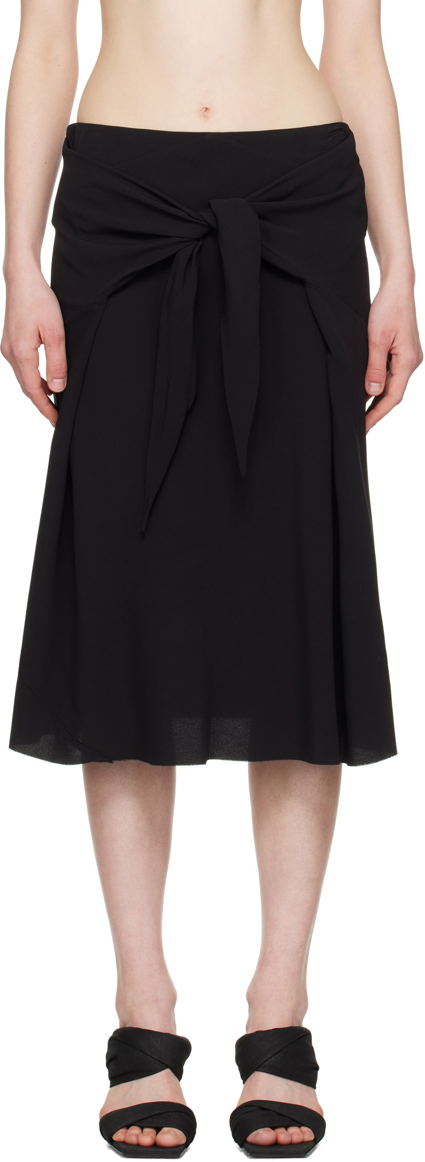 Suknja Rick Owens Rick Owens Hollywood Strutter Tie Midi Skirt Crna | RP01E7372 Y
