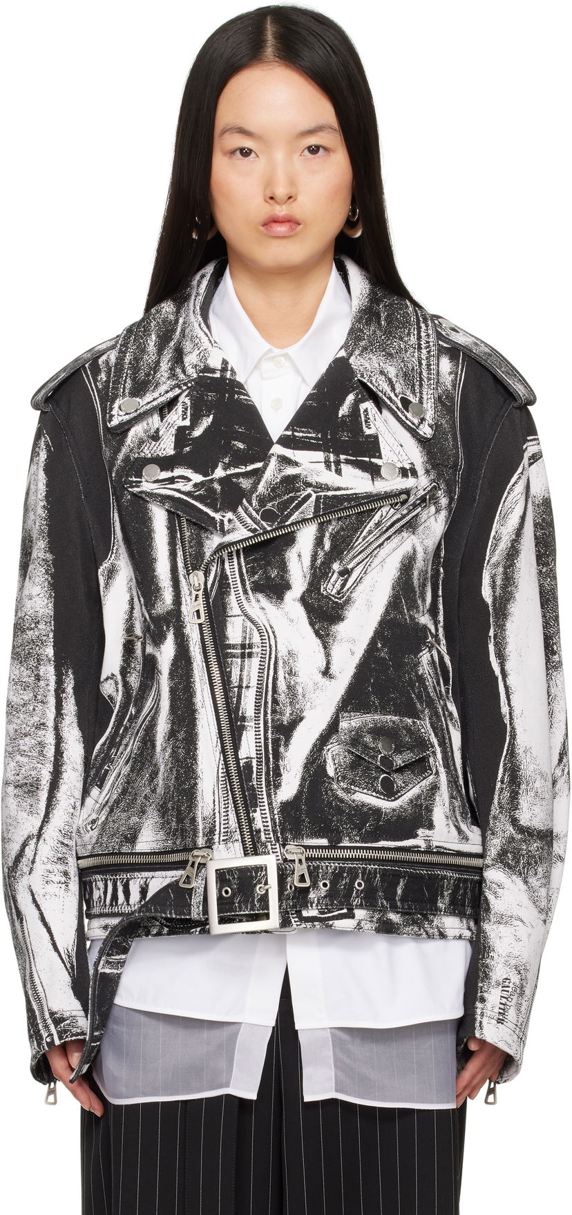 Jakna Jean Paul Gaultier Jean Paul Gaultier Trompe-L’Œil Perfecto Denim Jacket Bijela | 25/33-F-BL055I-C569-0001