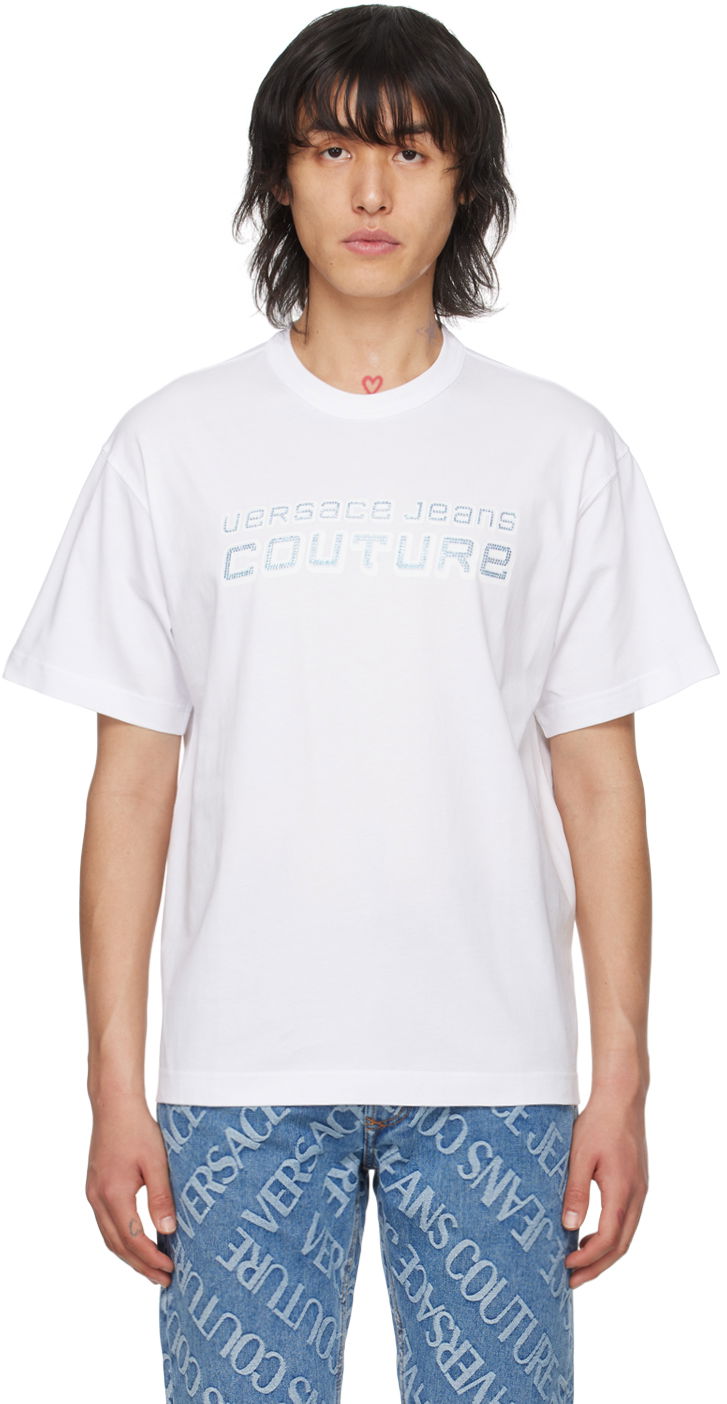 Majica kratkih rukava Versace Jeans Couture Appliqué T-Shirt Bijela | E76GAHC03_ECJ01C