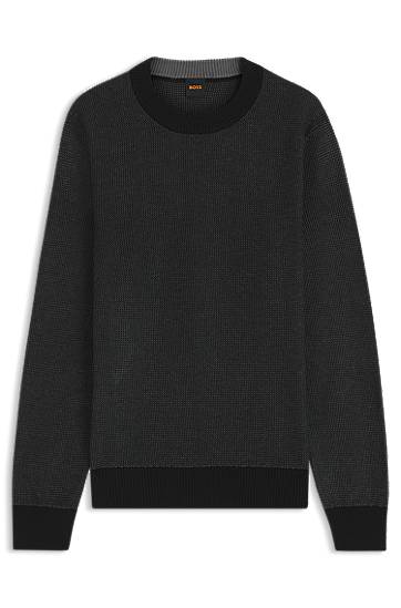 Džemper BOSS Cotton-blend sweater with two-tone structure Crna | 50548673