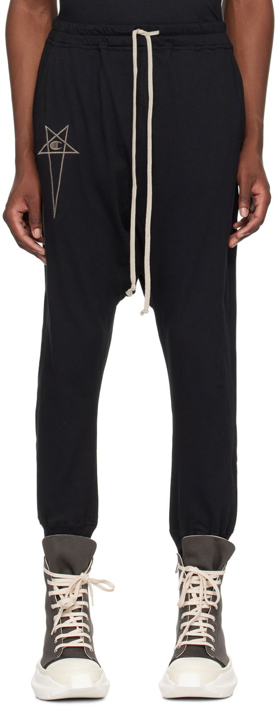 Trenirka Rick Owens Sweatpants With Embroidered Logo Crna | CM01D9244 CHJER
