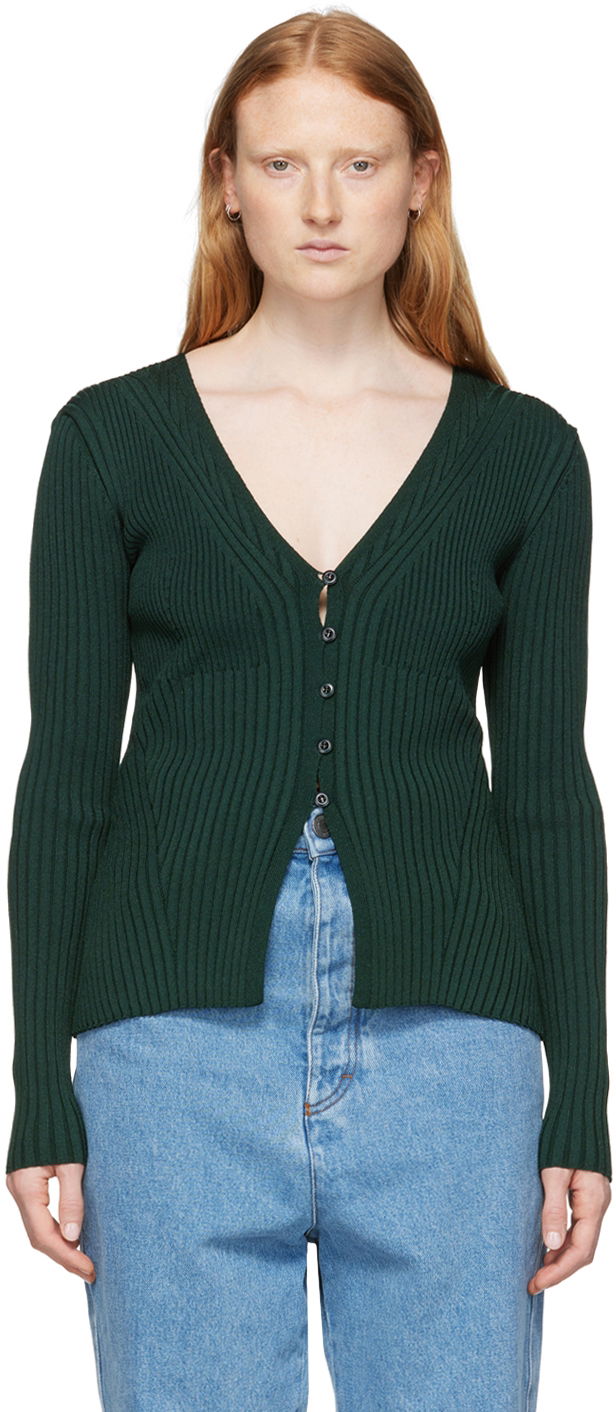 Džemper AMI Viscose Button Cardigan Zelena | FKC001.051