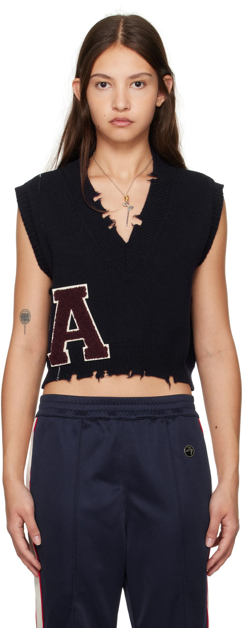Džemper Ambush Destroyed Rib Knit Vest Crna | BWHZ002F24KNI0014628