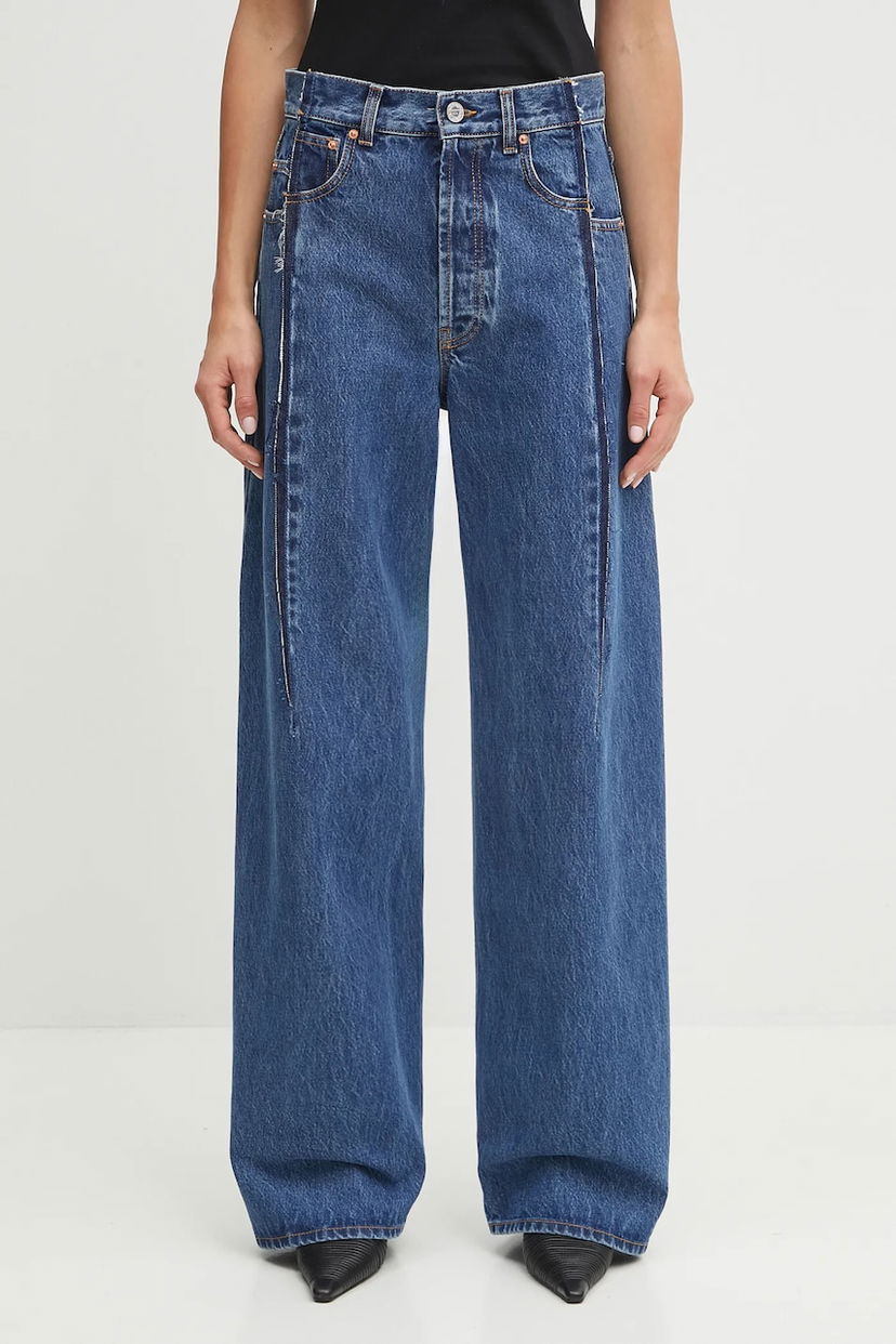 Jeans VETEMENTS VETEMENTS Cut Reconstructed High-Waisted Wide-Leg Jeans Plava | UH76DP460MB3