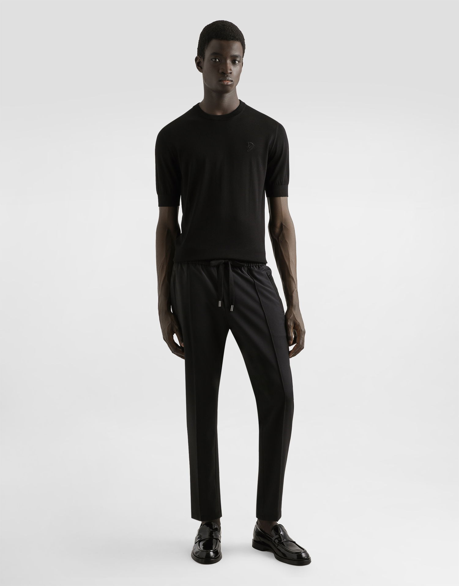 Džemper Dolce & Gabbana Dolce & Gabbana Silk Round-Neck Sweater with DG Embroidery Crna | GXX03ZJBSK3N0000, 1