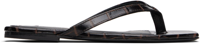 Odjeća TOTEME TOTEME Croco-Embossed Flip-Flops Crna | 252-WAS4557-LE0076