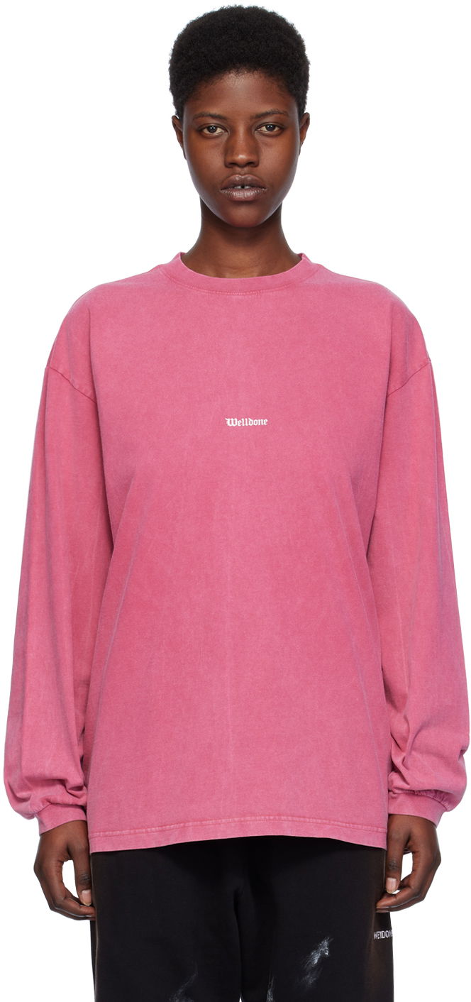 Majica kratkih rukava We11done We11done Vintage Long Sleeve T-Shirt Ružičasta | WD-TT0-24-722-U-PK