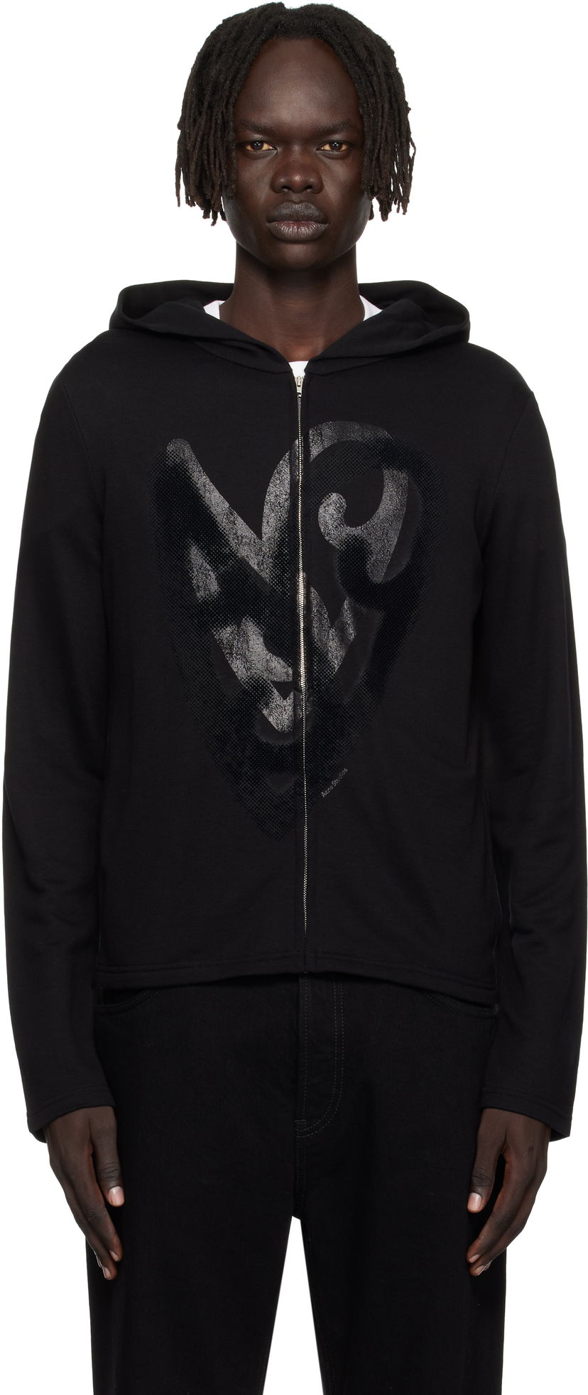 Dukserice Acne Studios Acne Studios Heart Logo Zip Hoodie Crna | CI0201-