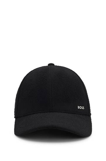 Kapa BOSS Wool-silk cap with twill lining Crna | 50550616