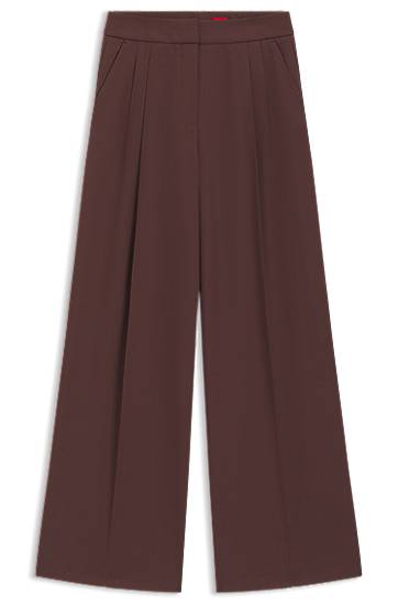 Hlače BOSS Relaxed Fit Stretch Trousers with Twin Pleats Smeđa | 50544107