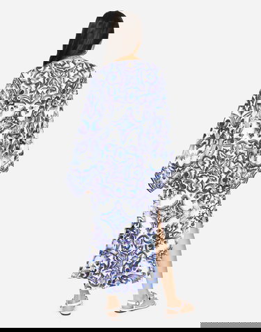 Haljina Dolce & Gabbana Dolce & Gabbana Majolica-Print Charmeuse Dress Plava | F69D5THPABOHA3TN, 2