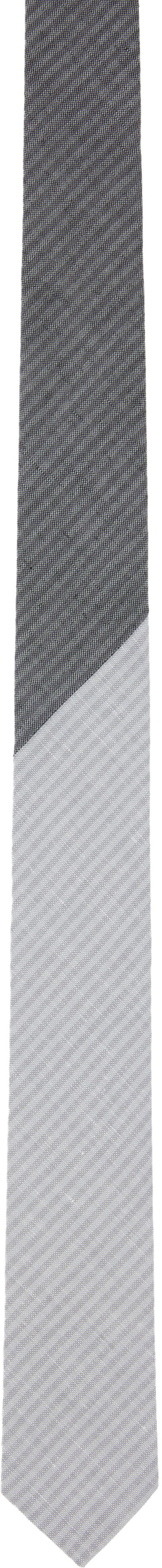 Šal Thom Browne Thom Browne Tonal University Stripe Linen Cotton Tie Siva | MNL039C-F0940
