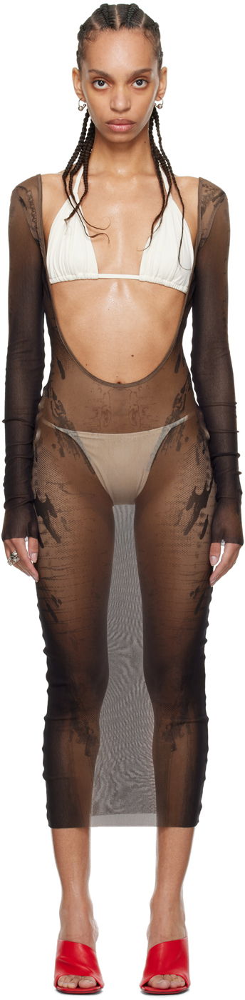 Haljina Jean Paul Gaultier Jean Paul Gaultier Shayne Oliver Edition Mesh Midi Dress Smeđa | 24/27-F-RO180-T550-6700