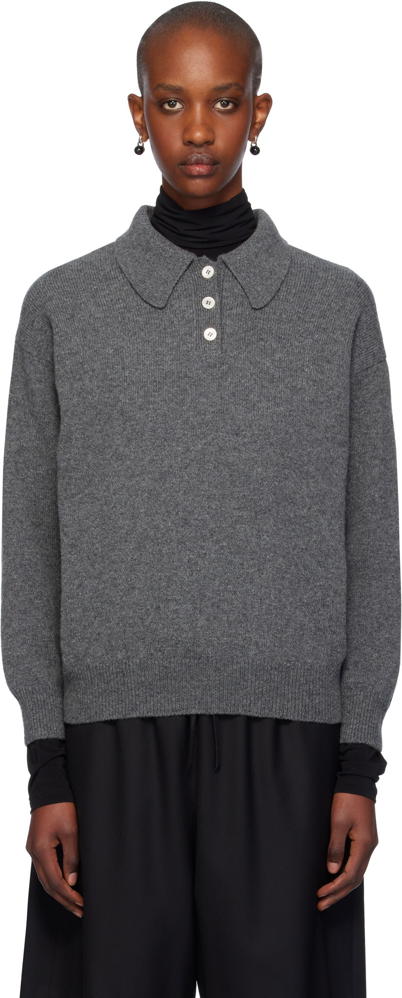 Džemper &Daughter Wool Polo Sweater Siva | HKN03893