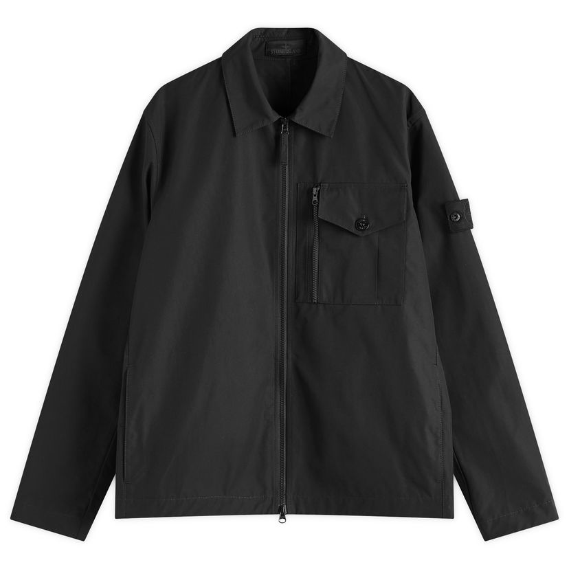 Vjetrovka Stone Island Ghost Piece Weatherproof Canvas Shirt Jacket, Large Crna | K1S151200007-V0029