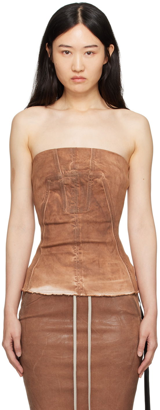 Body Rick Owens Bustier Denim Top Smeđa | DS02D2127 HSCF