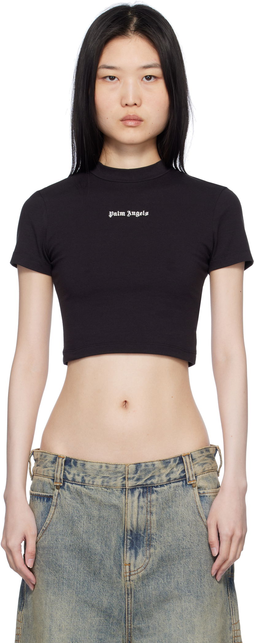 Crop top Palm Angels Classic Logo Crop T-Shirt Crna | PWAA074C99JER0011003