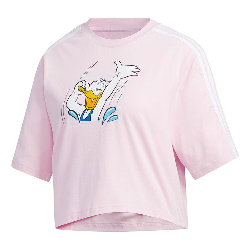 Crop top adidas Originals Neo Disney Crossover Donald Duck Short Sleeve T-Shirt Ružičasta | GJ5651